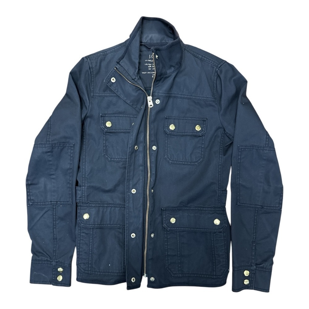 J Crew Gray Utility Jacket with Stand-Up Collar and Structured Design